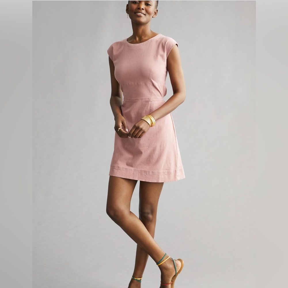 Anthropologie Tie-back Utility Mini Dress In Pink